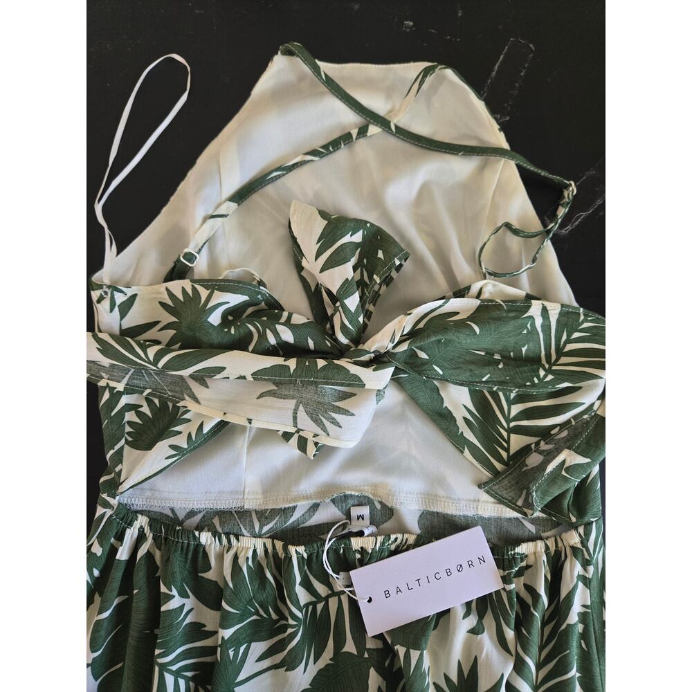 Baltic Born NWT Womens Olive Green Tropical Halter, Open Back Maxi Dress; Med - Picture 12 of 12